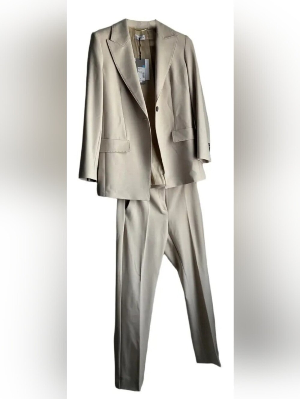 NWT MARELLA Italy  Cream Two-Piece Suit Blazer & Trousers Stretch 12
